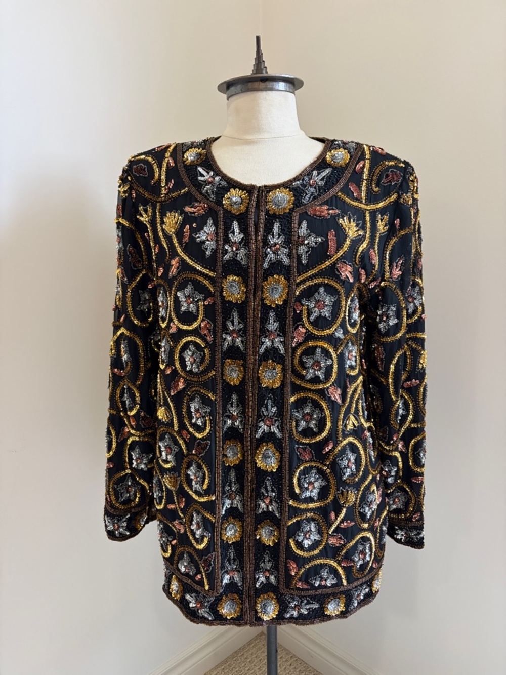 Black Beaded Embroidered Evening Blazer Jacket